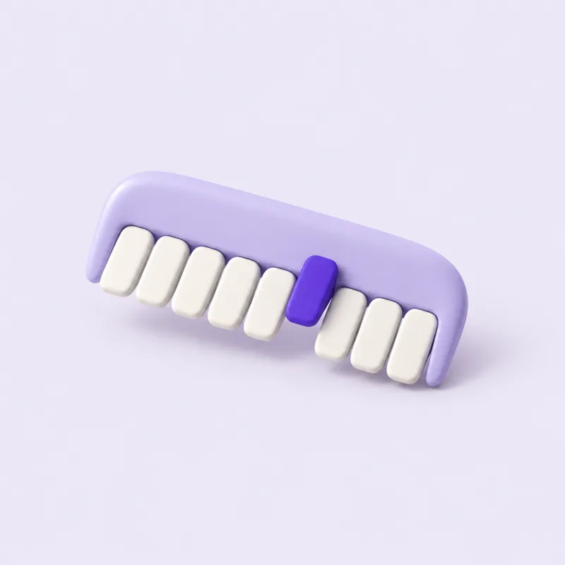 A comb whose teeth are appointment slots, with one slot picked out in violet